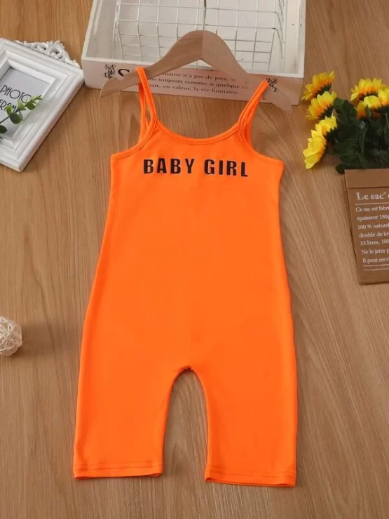 Toddler Girls Letter Sporty Graphic Cami Jumpsuit