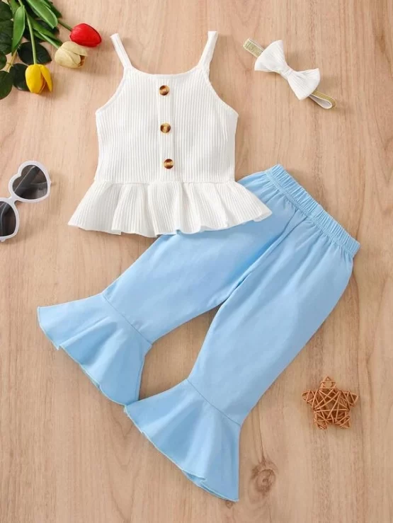 Baby Ruffle Hem Cami Top & Flared Leg Pants