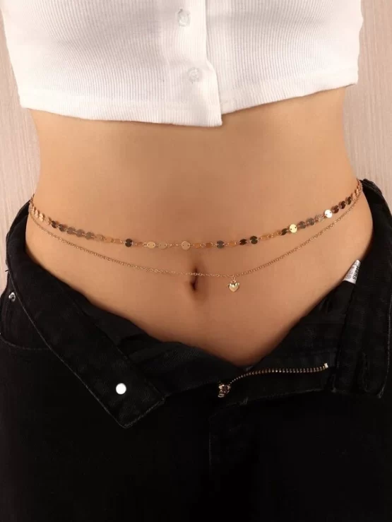 Fashionable Two Pieces Heart Charm Waist Chain