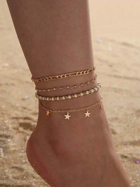Four Pieces Fashionable Star Charm Anklet - Image 4
