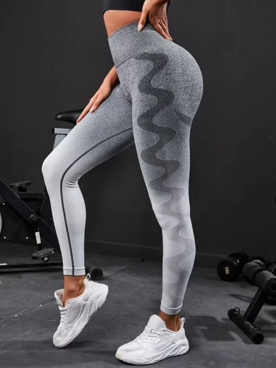Ombre Graphic Wide Waistband Sports Leggings