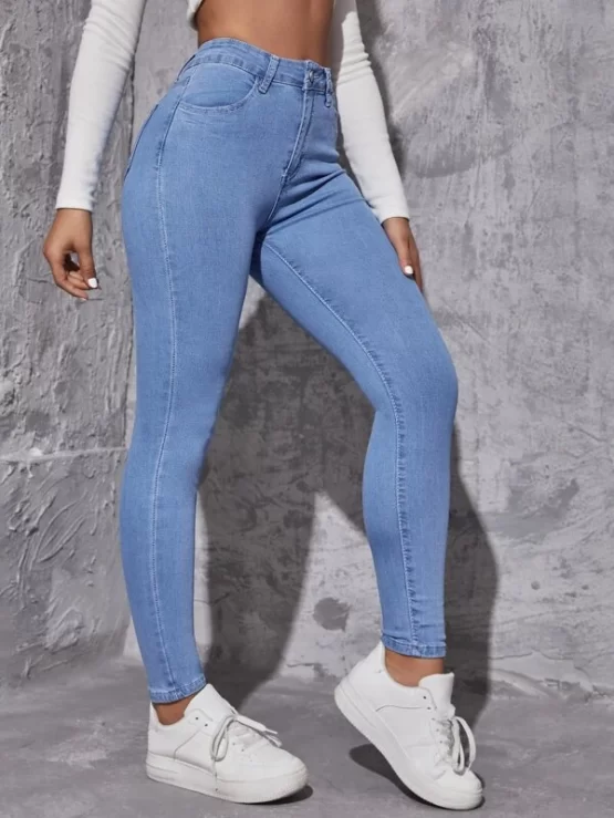 High Waist Zipper Fly Cropped Skinny Jeans