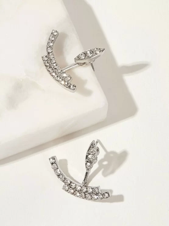Rhinestone One Pair Layered Bar Decor Earrings - Image 3