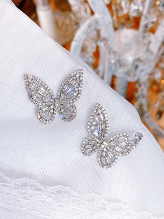 Zircon Glamorous Butterfly Decor Stud Earrings - Image 2