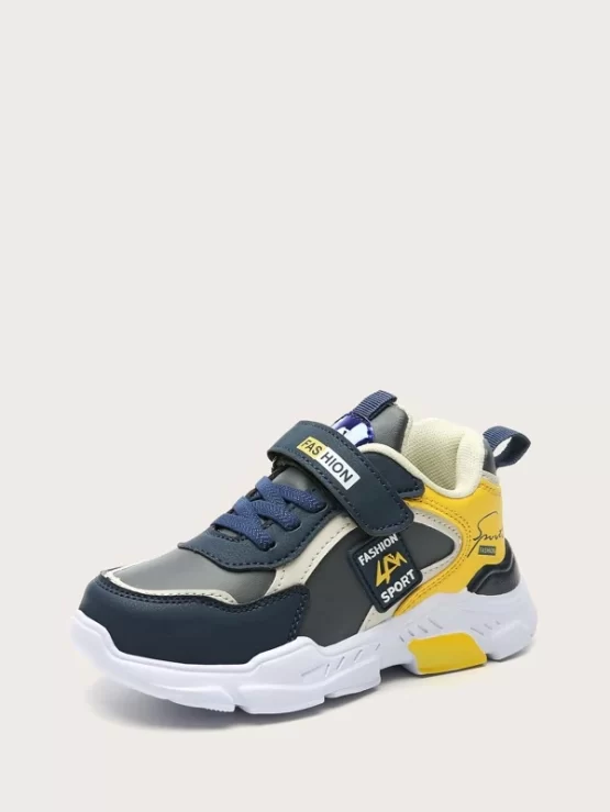 Boys Color Block Hook-and-loop Fastener Strap Sneakers - Image 2