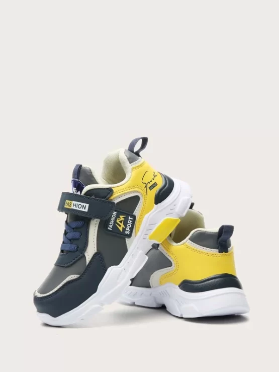 Boys Color Block Hook-and-loop Fastener Strap Sneakers - Image 3