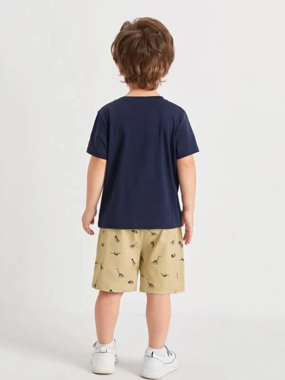 Toddler Boys Dinosaur Letter Graphic Tee & Shorts - Image 2