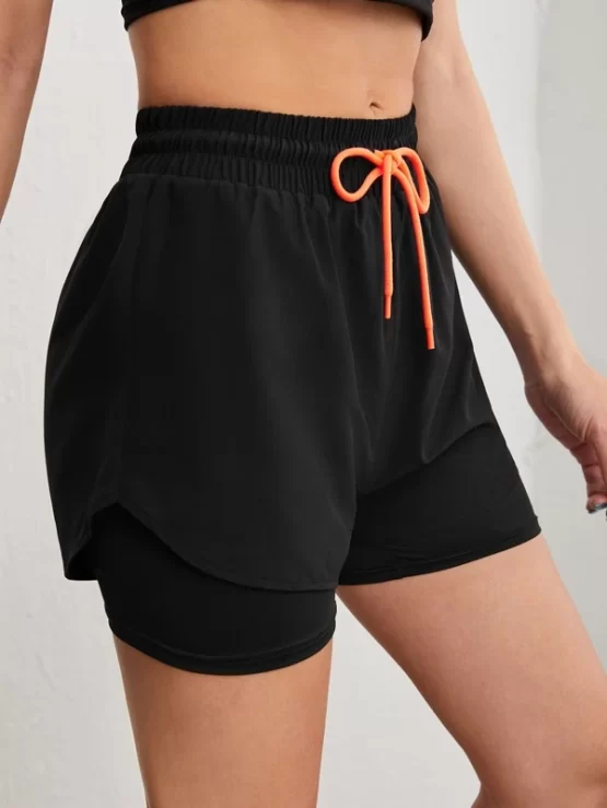 Breathable Letter Graphic 2 In 1 Sports Shorts - Image 3