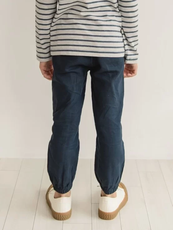 Boys Casual Solid Tapered Elastic Waist Pants - Image 2