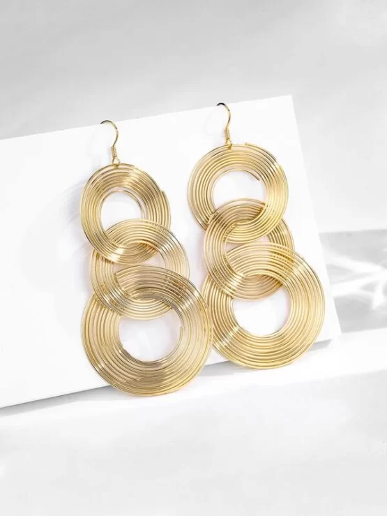 Glamorous Link Dangele Round Drop Earrings - Image 2