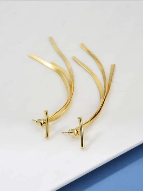 Elegant Metal Copper Tassel Decor Earrings - Image 3