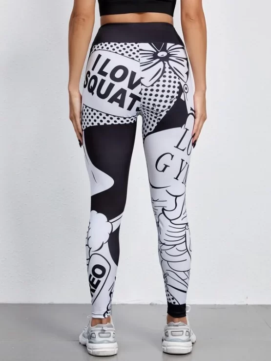 Absorbs Sweat Pop Art Print Sports Leggings - Image 2
