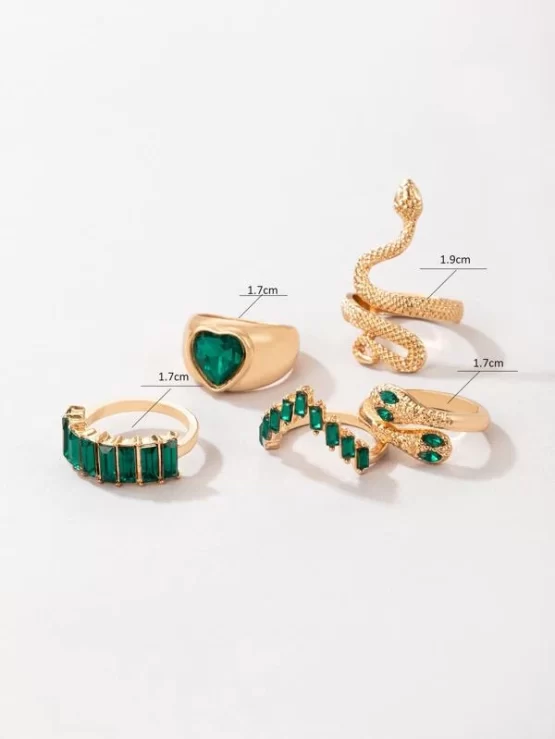 Fashionable Five Pieces Rhinestone Decor Ring - Image 5