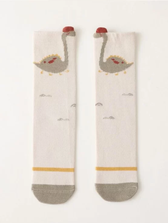 Baby Cartoon Dinosaur Print Over The Knee Socks - Image 11