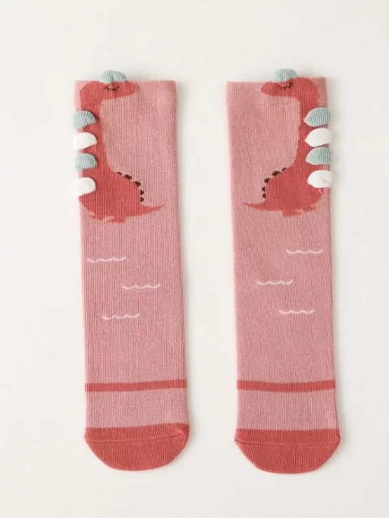 Baby Cartoon Dinosaur Print Over The Knee Socks - Image 4