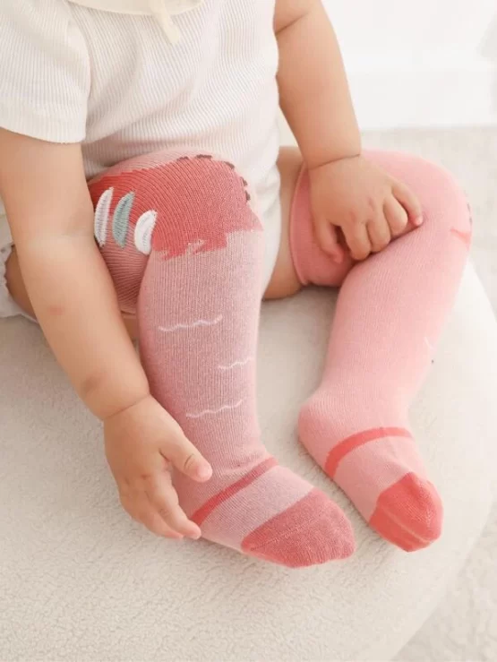 Baby Cartoon Dinosaur Print Over The Knee Socks - Image 5