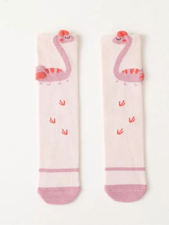 Baby Cartoon Dinosaur Print Over The Knee Socks - Image 6