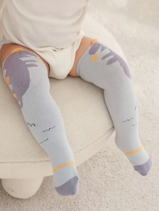 Baby Cartoon Dinosaur Print Over The Knee Socks - Image 9