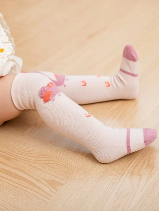 Baby Cartoon Dinosaur Print Over The Knee Socks - Image 7