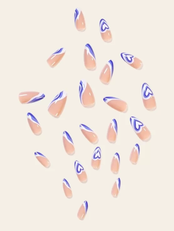24 Pieces Heart Pattern Fake Nail & 1 sheet Tape & 1 Piece Nail File - Image 2