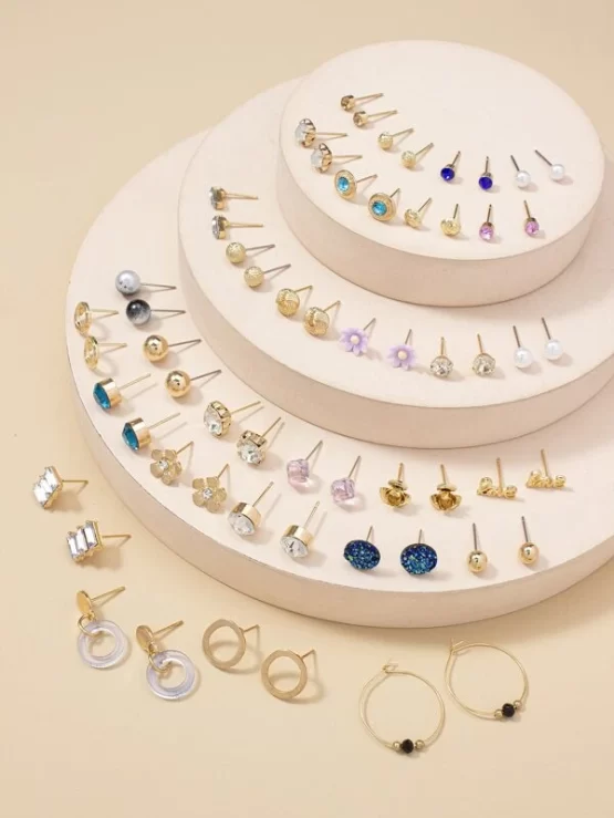 30 Pairs Fashionable Rhinestone Decor Earrings - Image 2