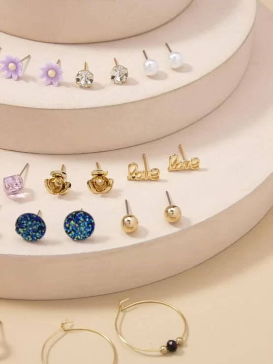 30 Pairs Fashionable Rhinestone Decor Earrings - Image 3