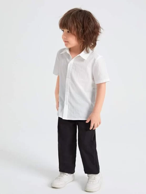 Toddler Boys Button Front Solid Top & Pants - Image 2