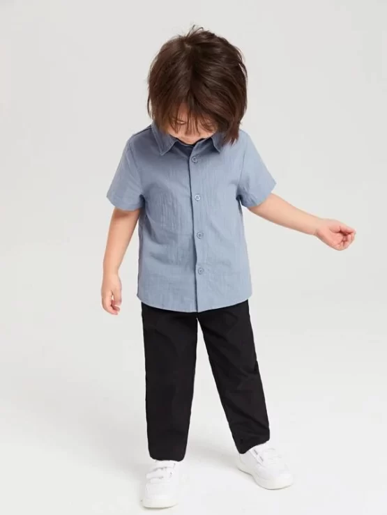 Toddler Boys Button Front Solid Top & Pants - Image 5