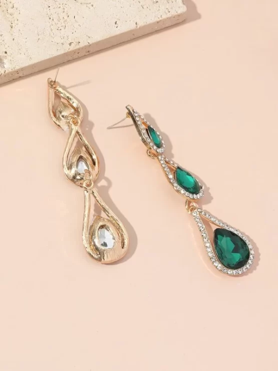 Glamorous Gemstone Rhinestone Decor Earrings - Image 3