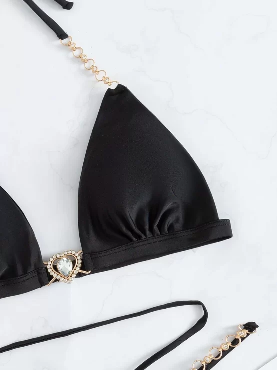 Fake Gem Decor Halter Micro Triangle Bikini Swimsuit - Image 11