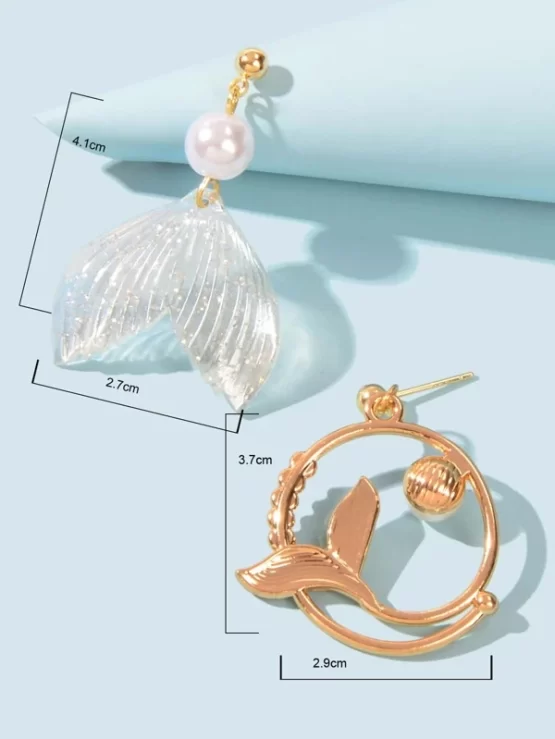 Fashionable Fish Tail Charm Drop Earrings - Image 2