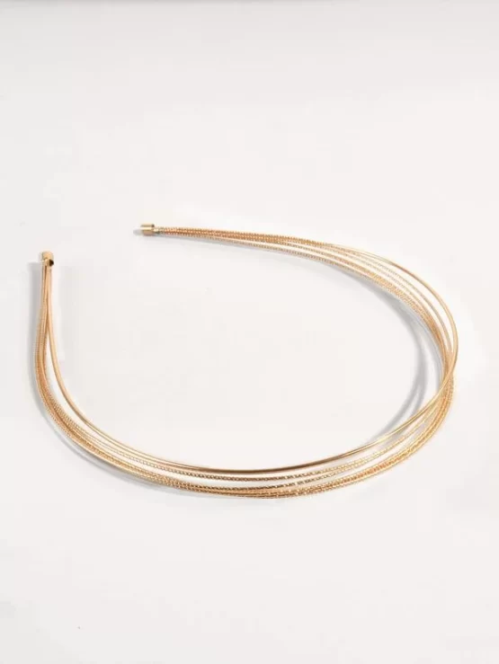 One Piece Skinny Solid Metallic Headband - Image 3