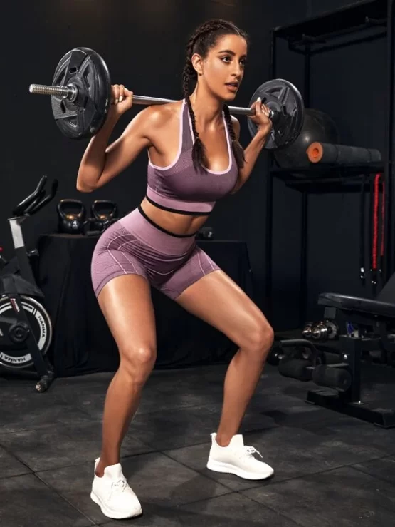 Seamless Softness Cut Out Back Contrast Trim Sports Set - Image 2