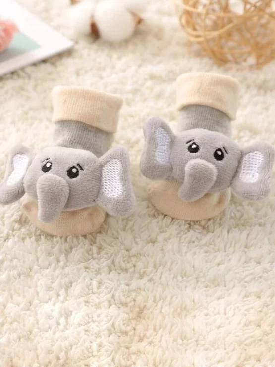 Two Pairs Baby Cartoon Animal Decor Socks - Image 3