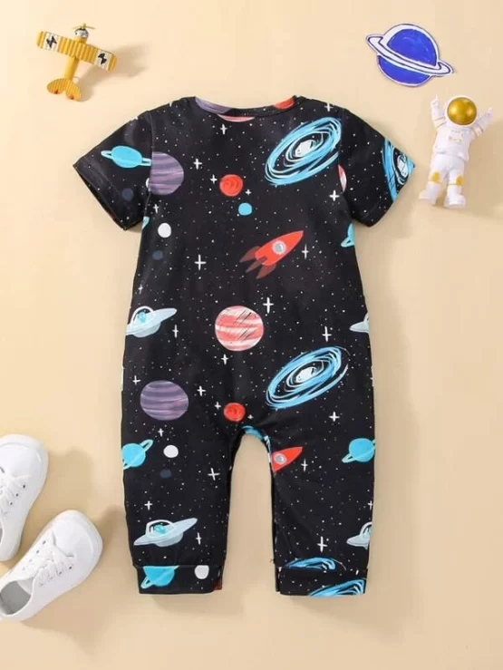 Baby Galaxy & Tee Rocket Print Jumpsuit - Image 2