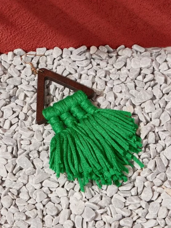 Geometric and Tassel Dangle Drop Earrings - Image 5