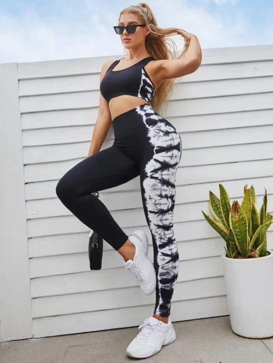 Seamless Running Tie Dye Leggings Sports Set - Image 2