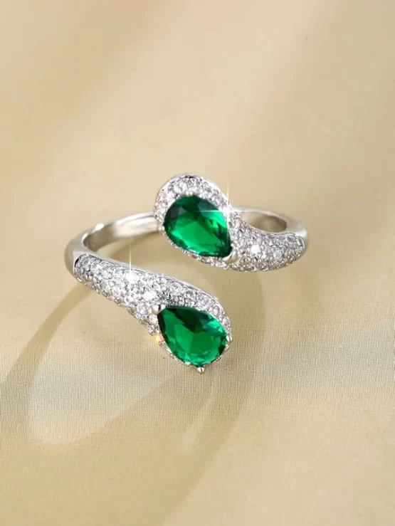 Zircon Glamorous Water-drop Cuff Decor Ring - Image 3