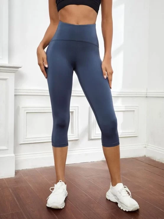 Wide Waistband Mesh Panel Sports Leggings - Image 2
