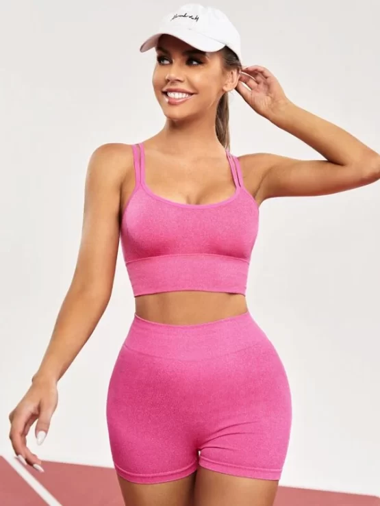 Seamless Strappy Back Scrunch Butt Sports Set - Image 3