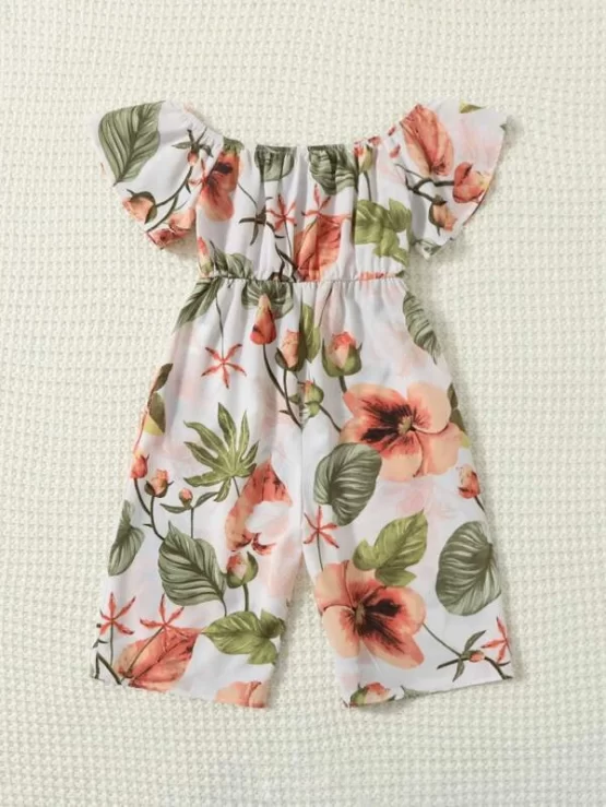 Baby Tropical Off Shoulder Print Jumpsuit - Image 2