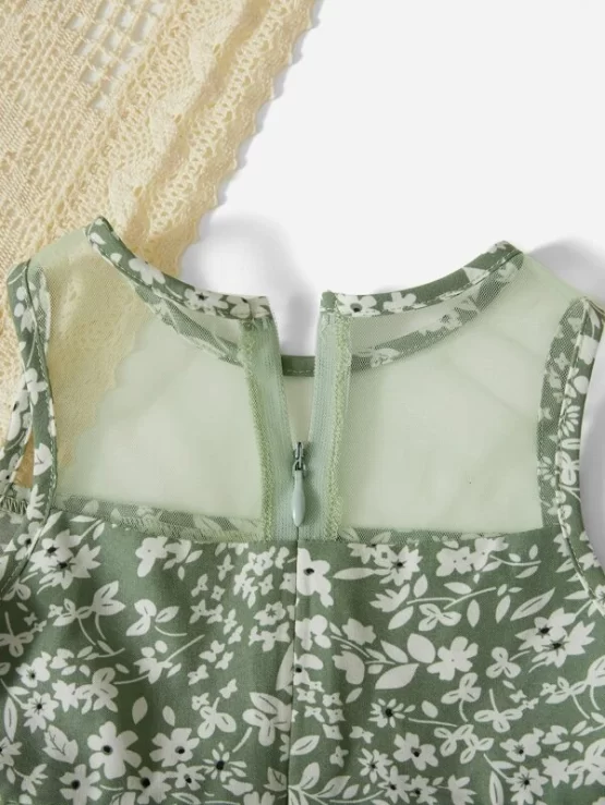 Baby Floral Print Overlay Party Mesh Dress - Image 3
