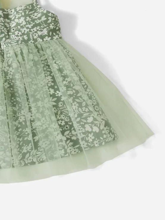Baby Floral Print Overlay Party Mesh Dress - Image 2