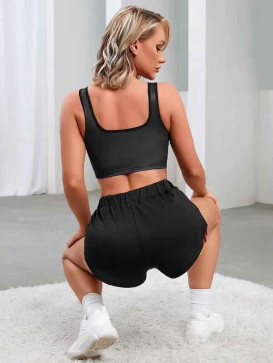 Fire Print Straps Shorts 2 In 1 Sports Set - Image 2