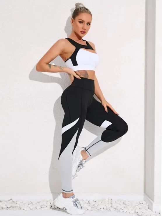 Color Block Cut Out Front Phone Pocket Sports Set - Image 3