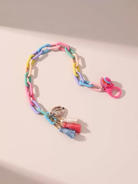 Random Color Shell & Tassel Charm Anklet - Image 3