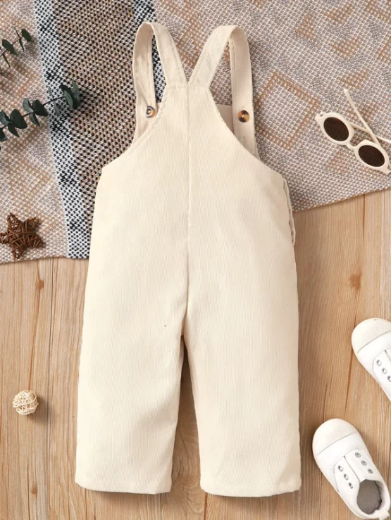Baby Rainbow Embroidered Patched Pocket Overall Jumpsuit - Image 2