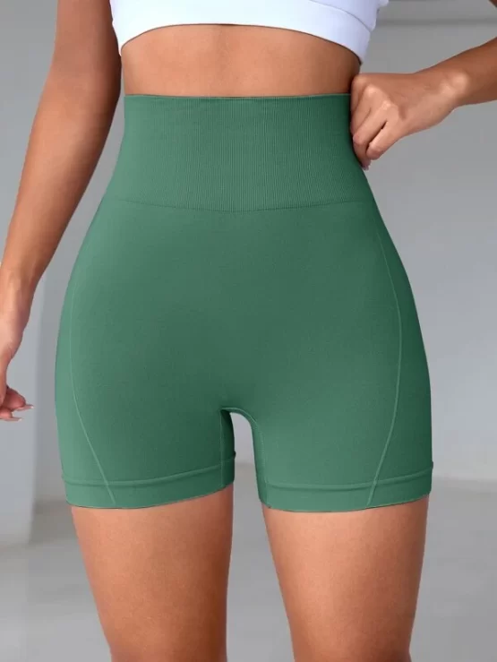 High Waist Skinny Wide Waistband Sports Shorts - Image 5