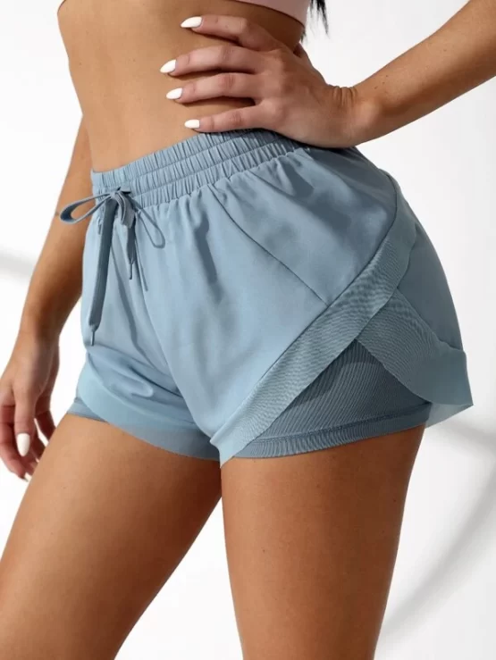 Breathable Softness Drawstring Waist 2 In 1 Sports Shorts