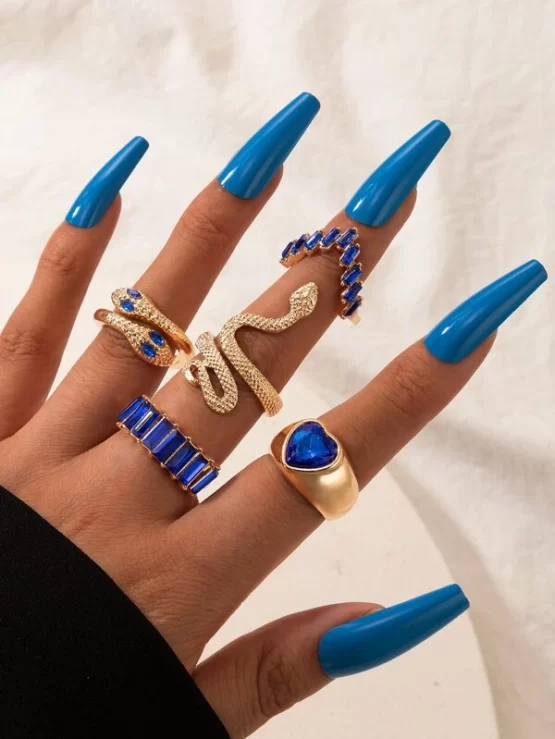 Fashionable Five Pieces Rhinestone Decor Ring